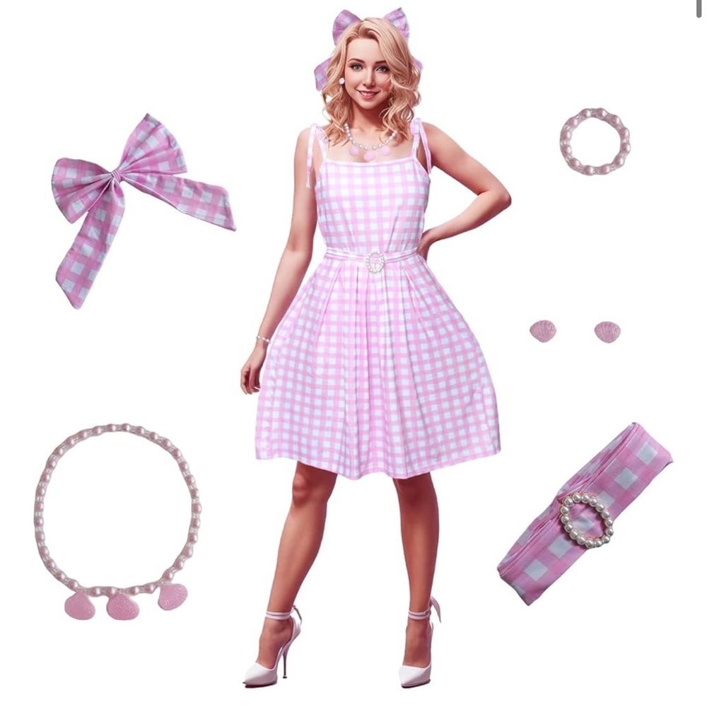 Iconic Barbie Movie pink gingham costume S